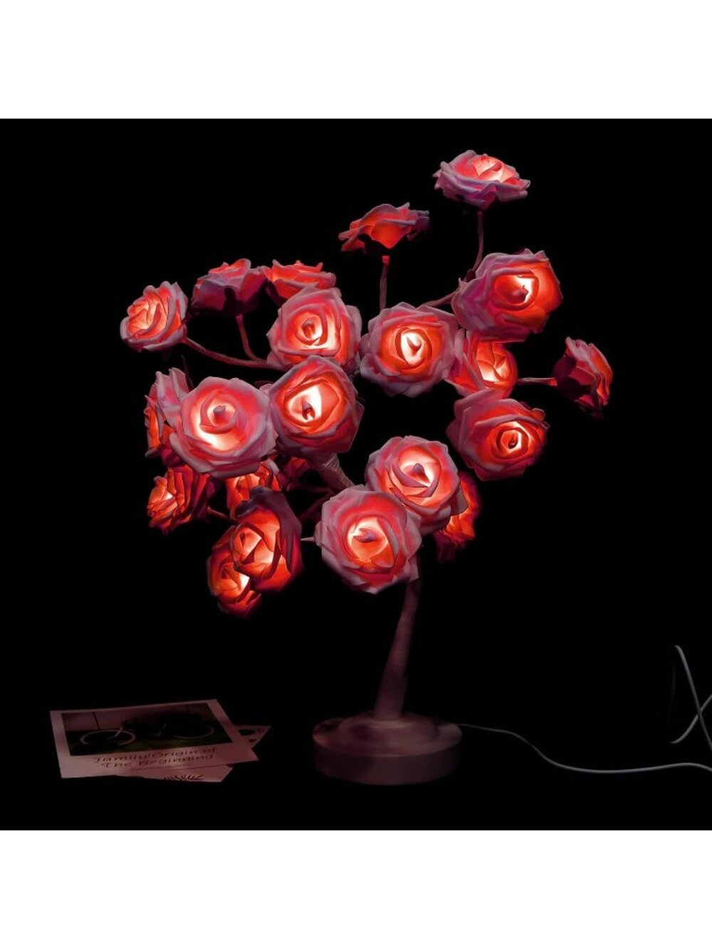 New Pink Rose Flower Tree Lamp LED Bonsai Light USB Battery Powered Gift Decor